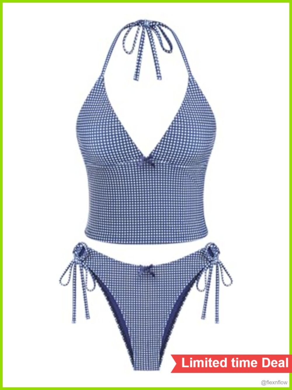 Women's Tankini Set Striped Halter Tie Side 2 Piece Swimsuit